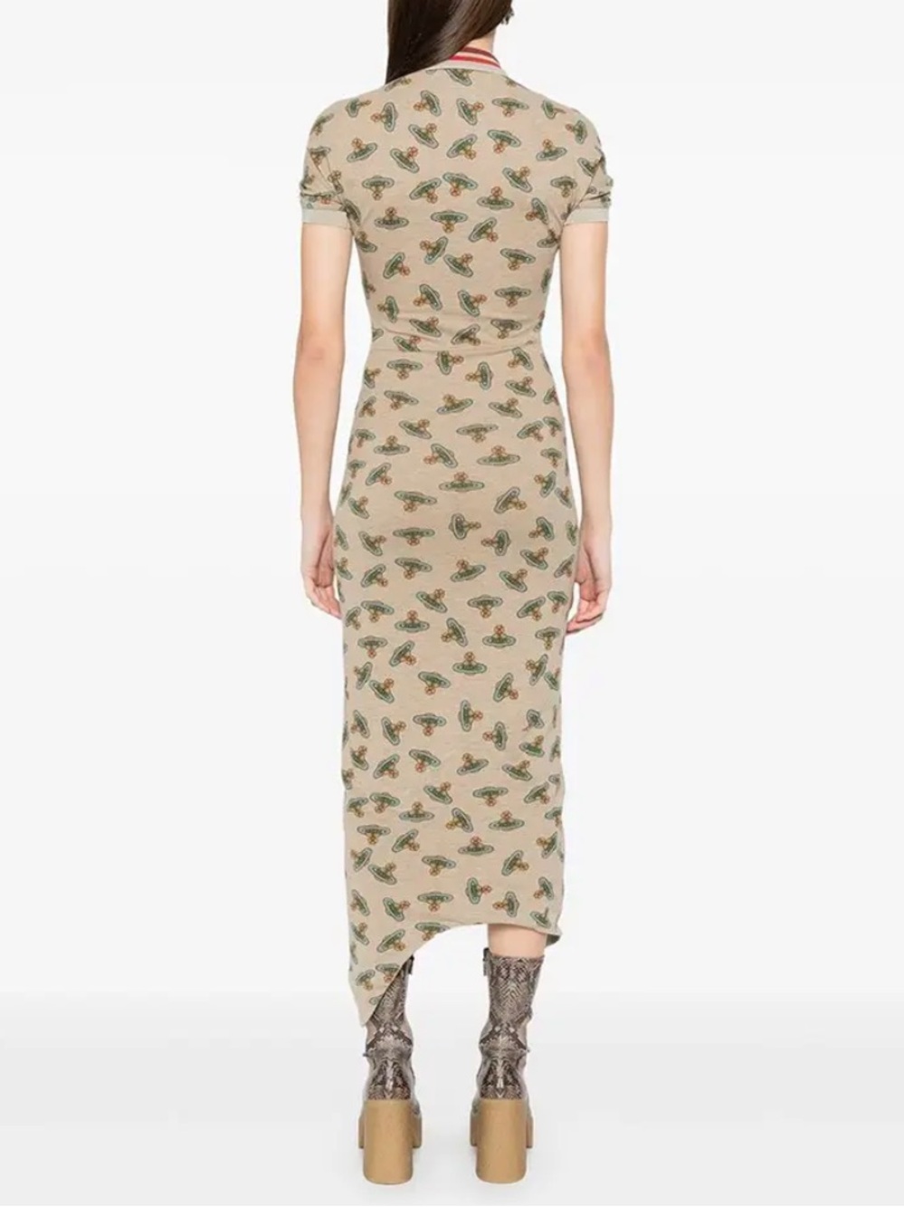 Vivienne Westwood Orb Print Polo Ruched Midi Dress size M - Picture 4 of 5